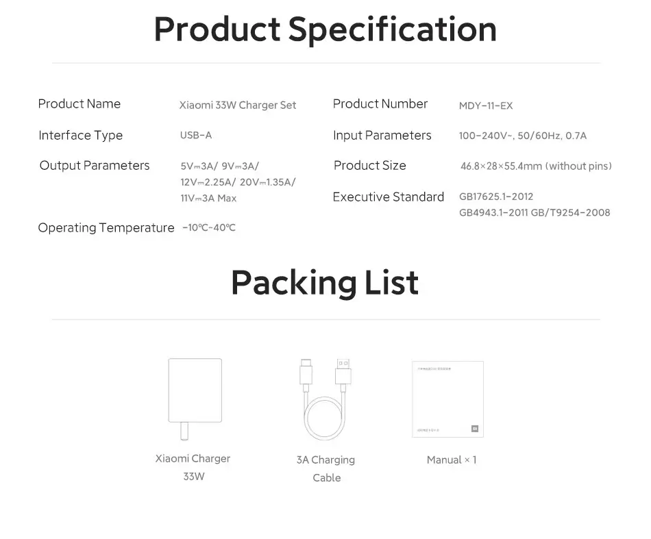 Mi 33W Charger Set